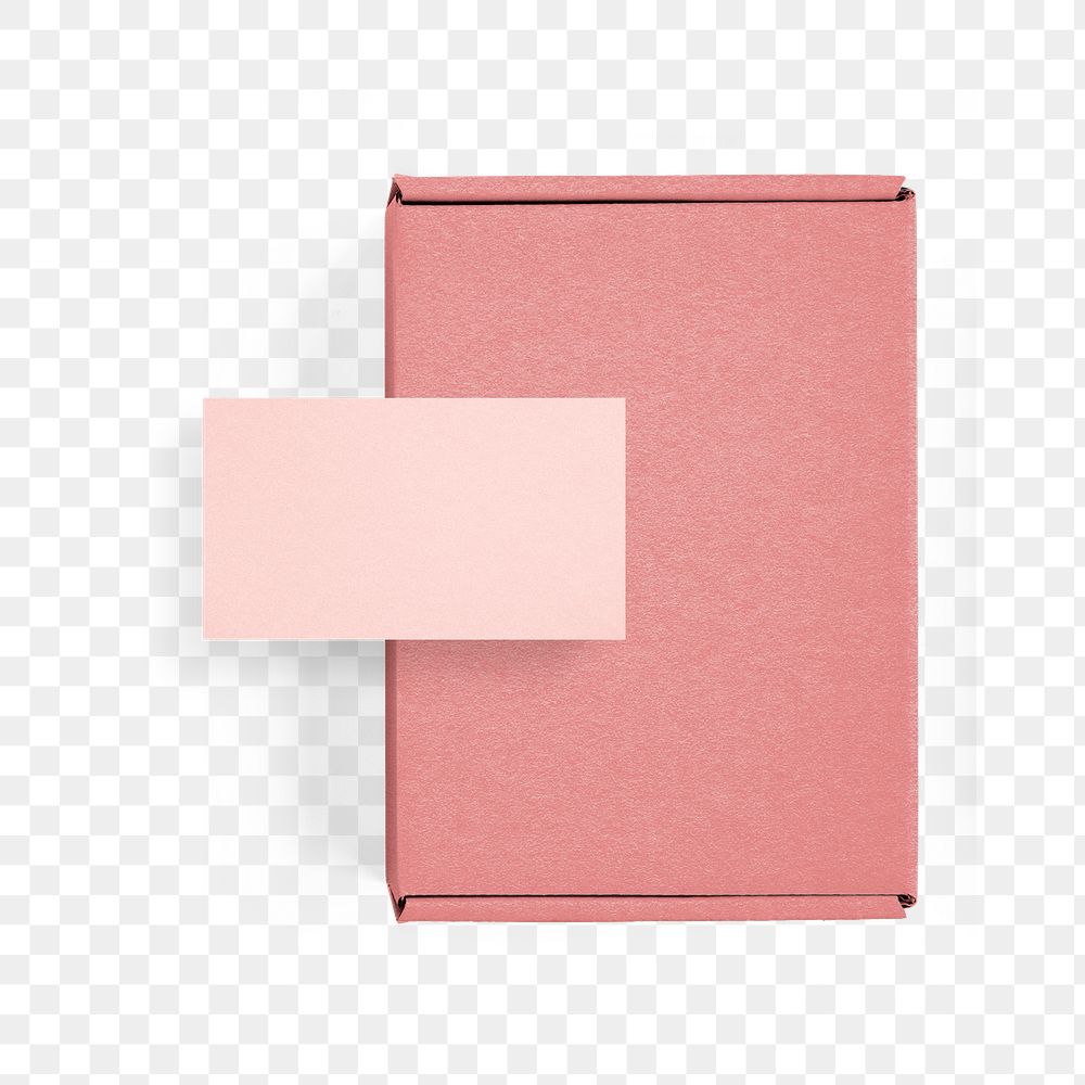 Pink package png sticker, isolated object, business card and box
