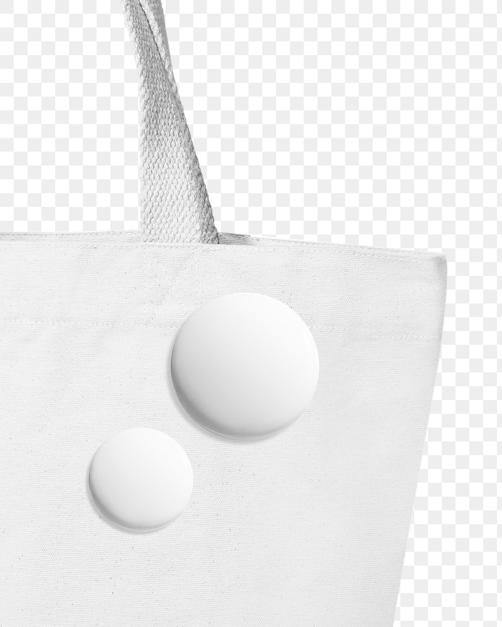 Png white tote bag & pins in transparent background