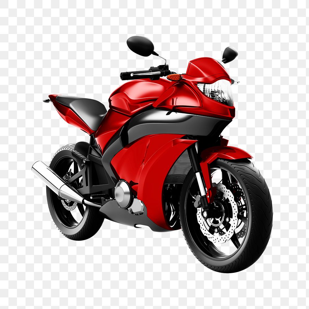 Red sports bike 3D illustration