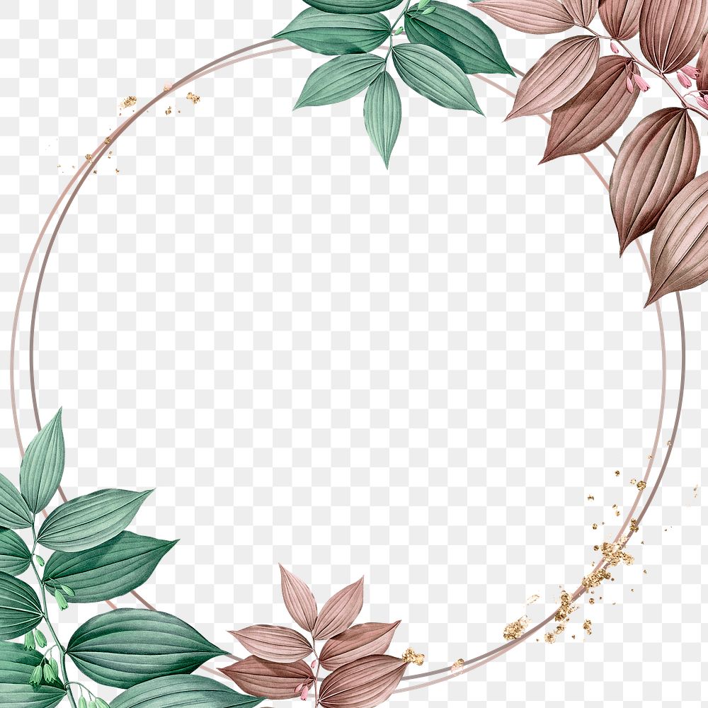 Round copper frame with foliage pattern design element