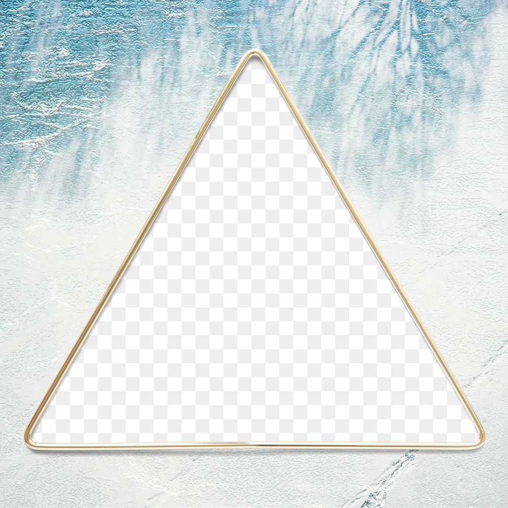 Triangle gold frame design element on a gray background