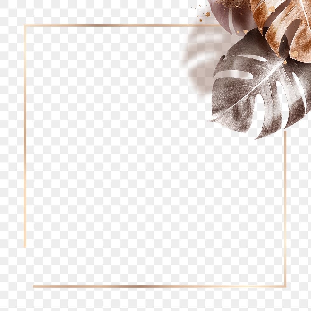 Leaf frame png with luxury floral in rose gold