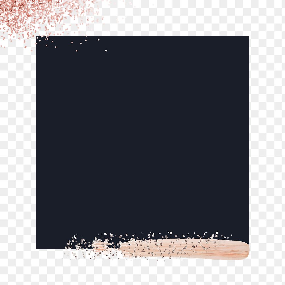 Square frame png with pink glitter and brush stroke