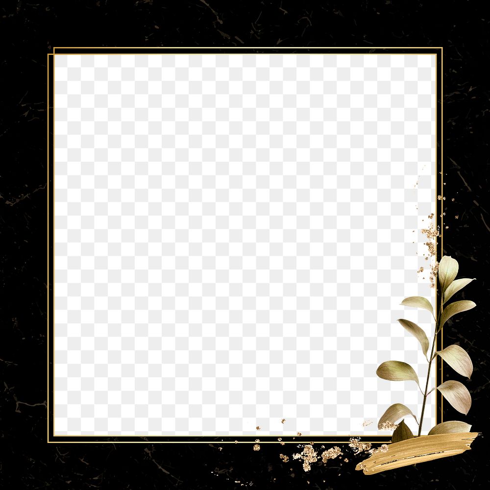 Black frame png with golden leaf