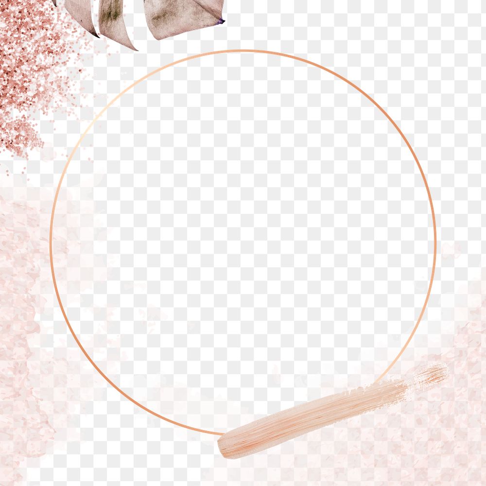Frame png with rose gold brush stroke in minimal style