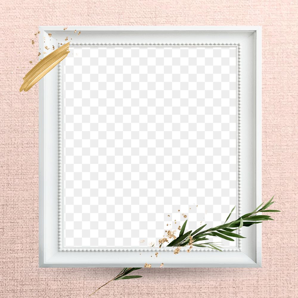 Leaf frame png with pink fabric texture 