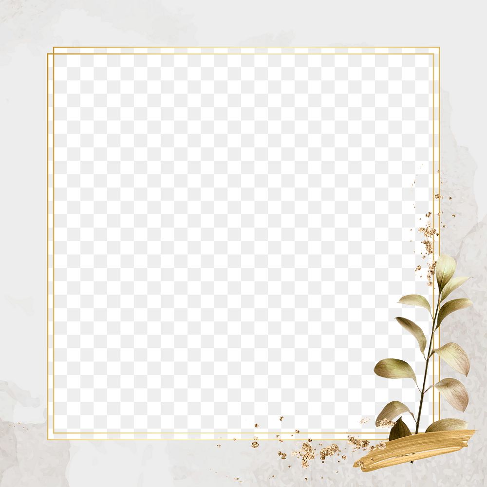 Abstract frame png with luxury golden leaf 