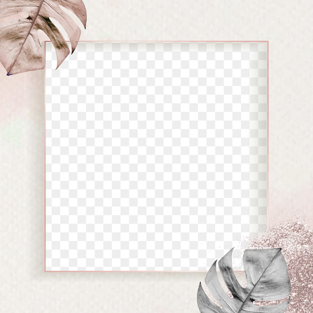 Abstract frame png with leaf and glitter 