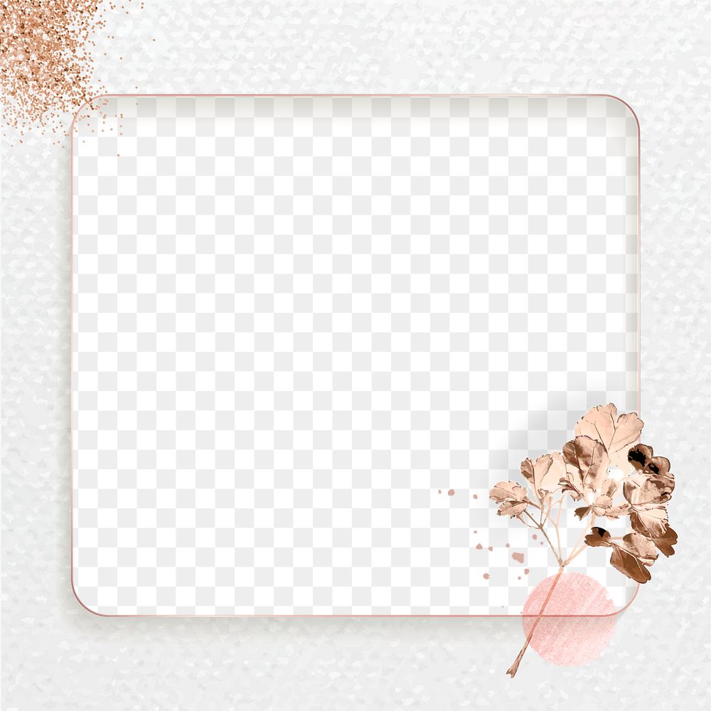 Abstract frame png with golden leaf and glitter 