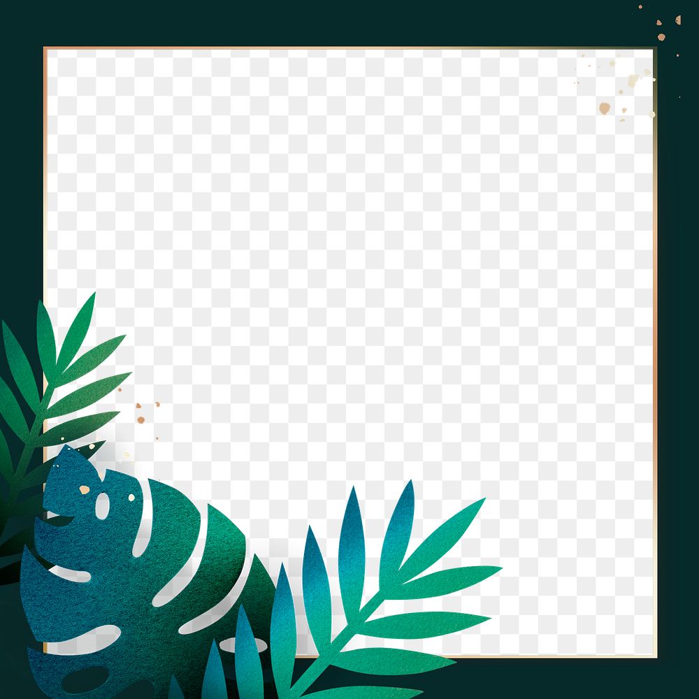 Monstera leaf on a green frame design element