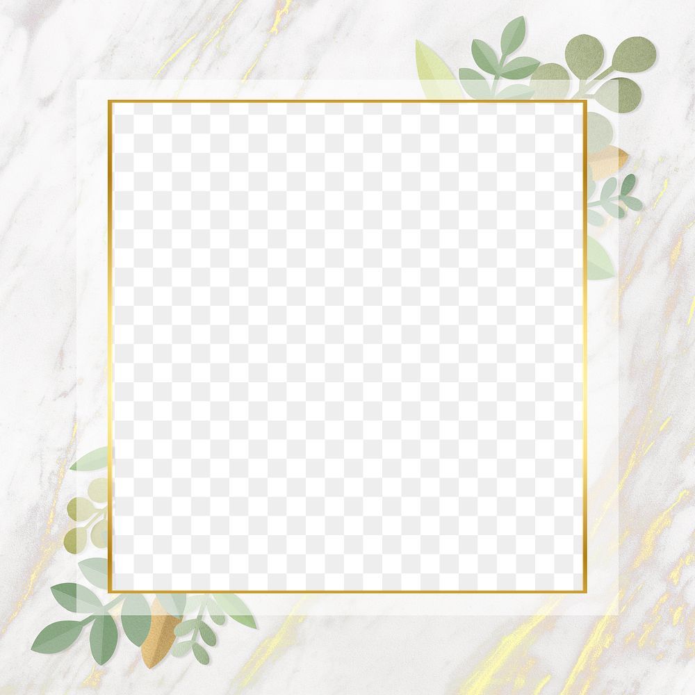 Leafy square golden frame design element
