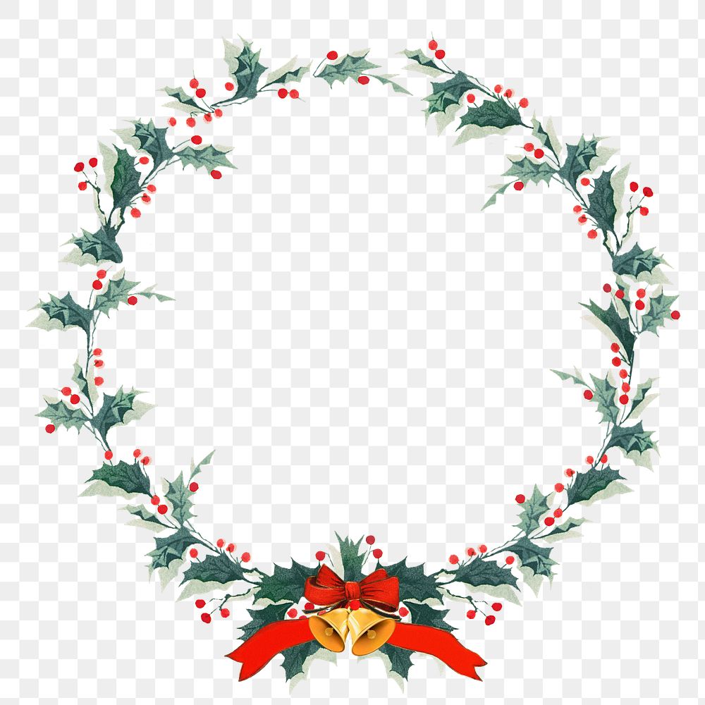 Blank festive Christmas wreath social ads template transparent png