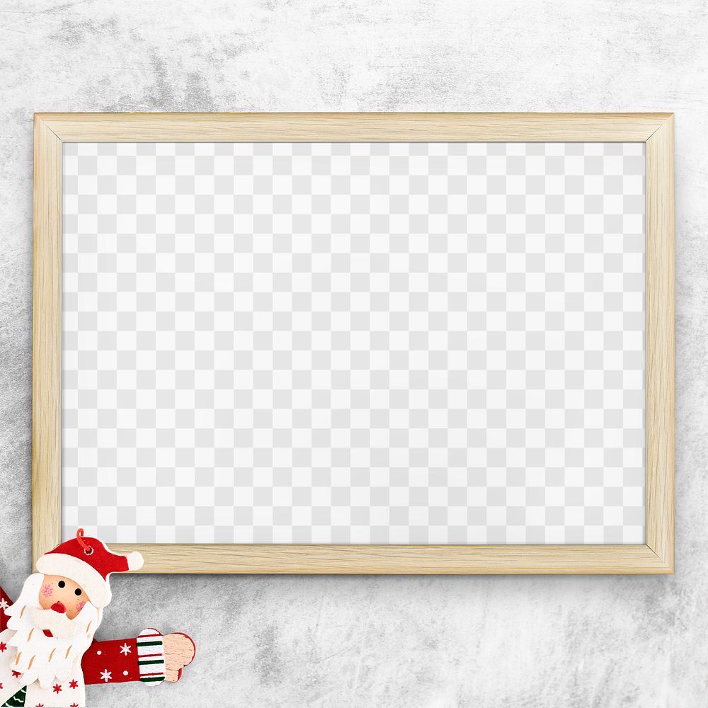 Wooden Christmas picture frame mockup on a gray background