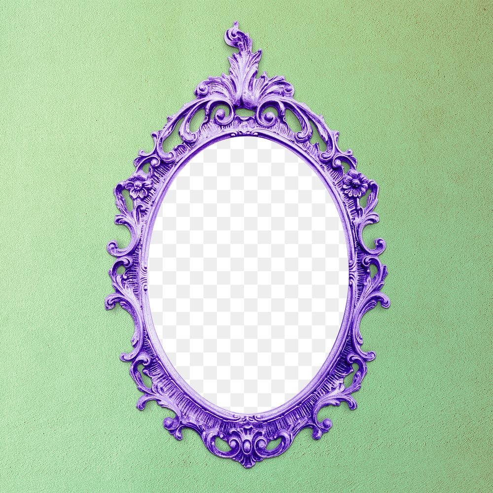 Baroque oval frame mockup on a pistachio green background