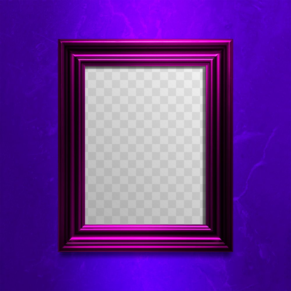 Shiny purple picture frame on a purple background 