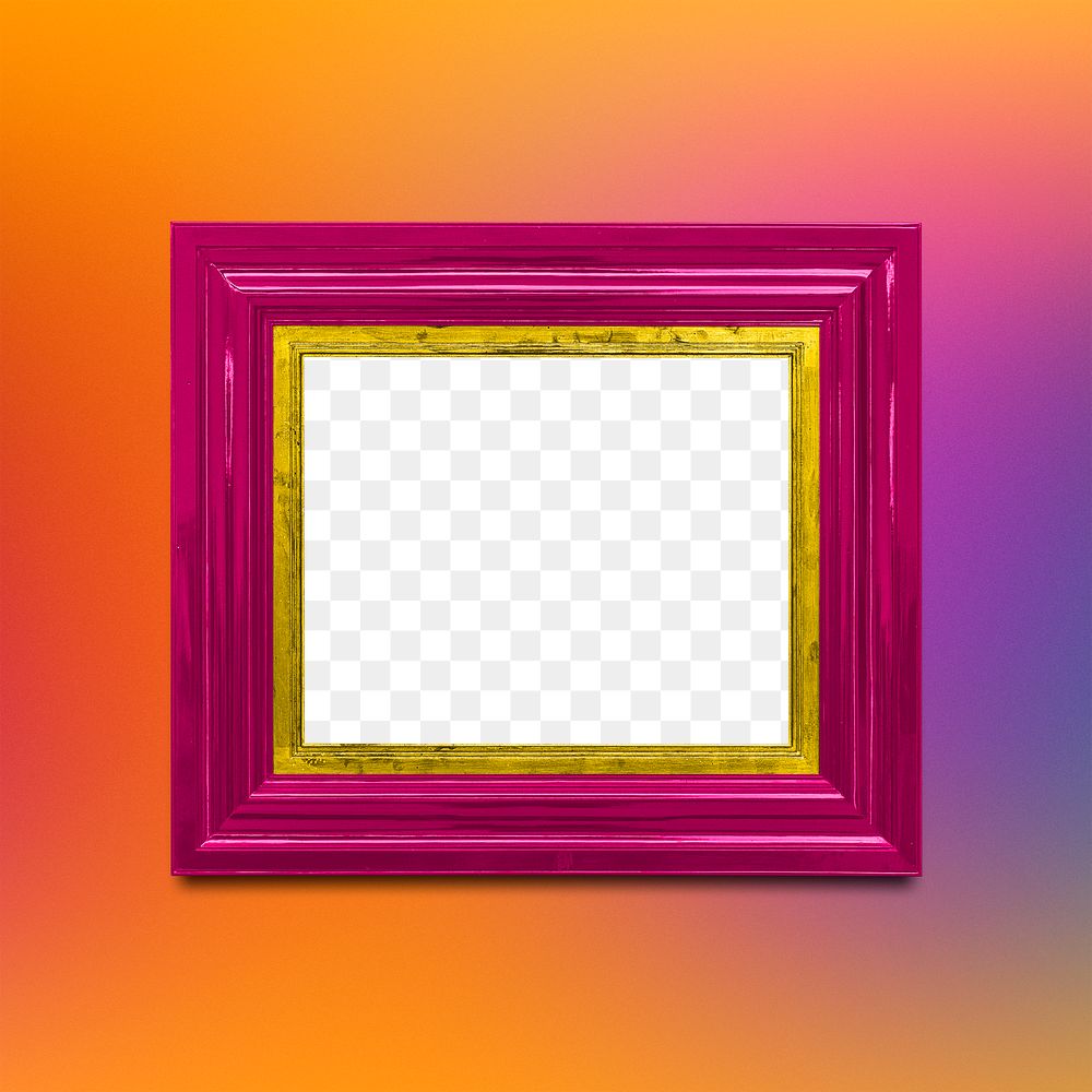 Pink photo frame mockup on a gradient background 