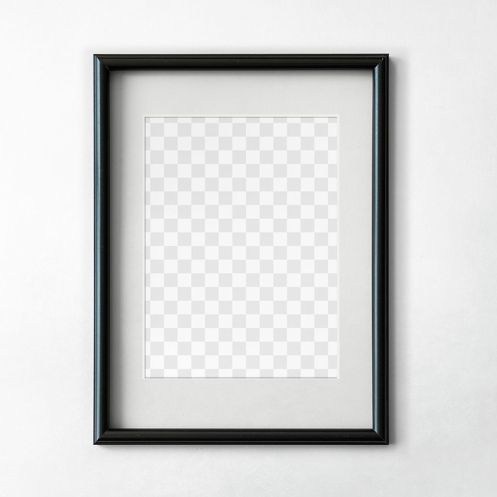 Black picture frame mockup on a wall