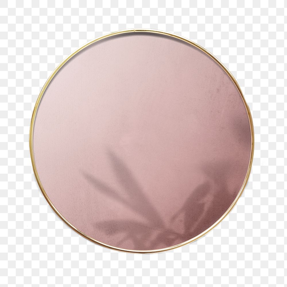 Gold framed mirror with leaf shadow transparent png