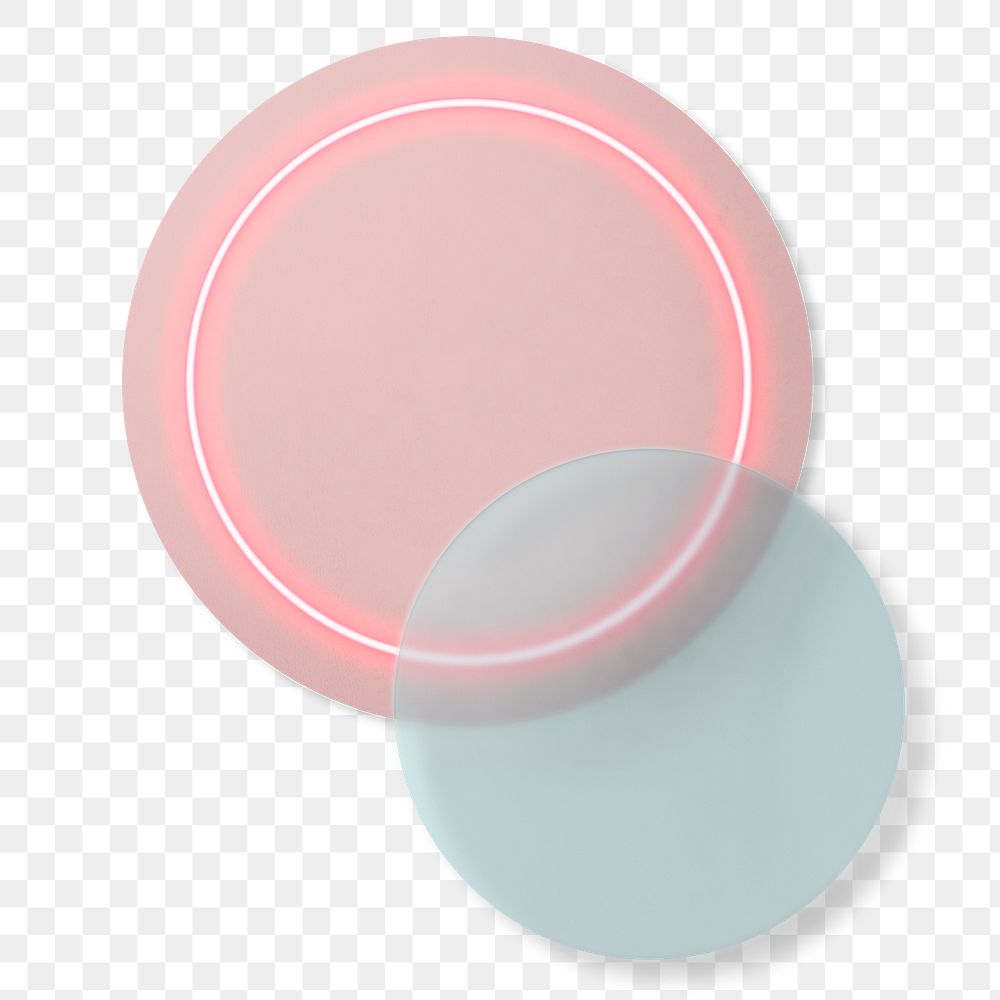 Pink neon light in a round shape transparent png