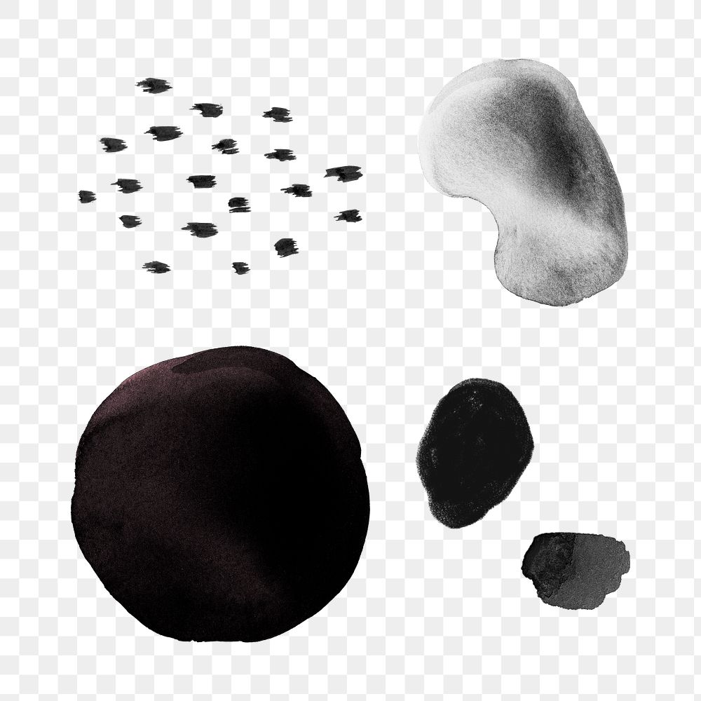 Black abstract watercolor circles transparent png