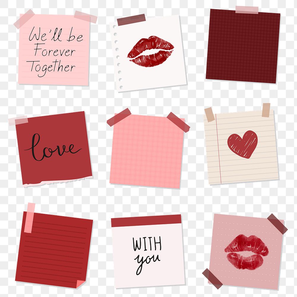 Set of love notes transparent png