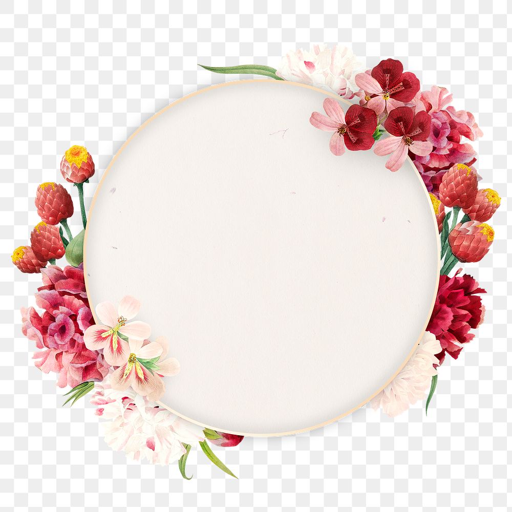 Colorful round floral frame transparent png
