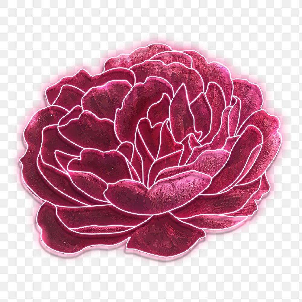 Red neon rose transparent png