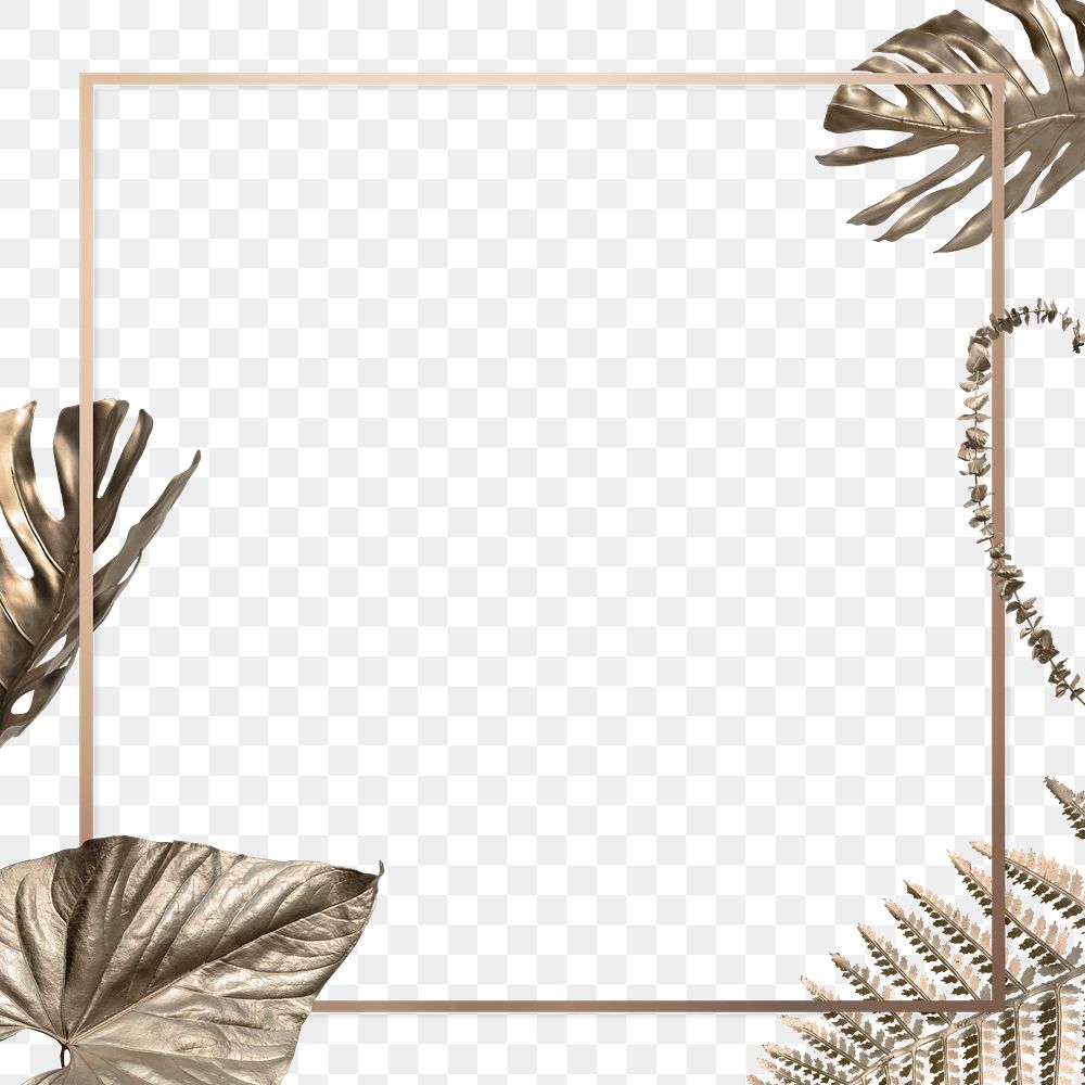 Square frame with golden leaves background design element