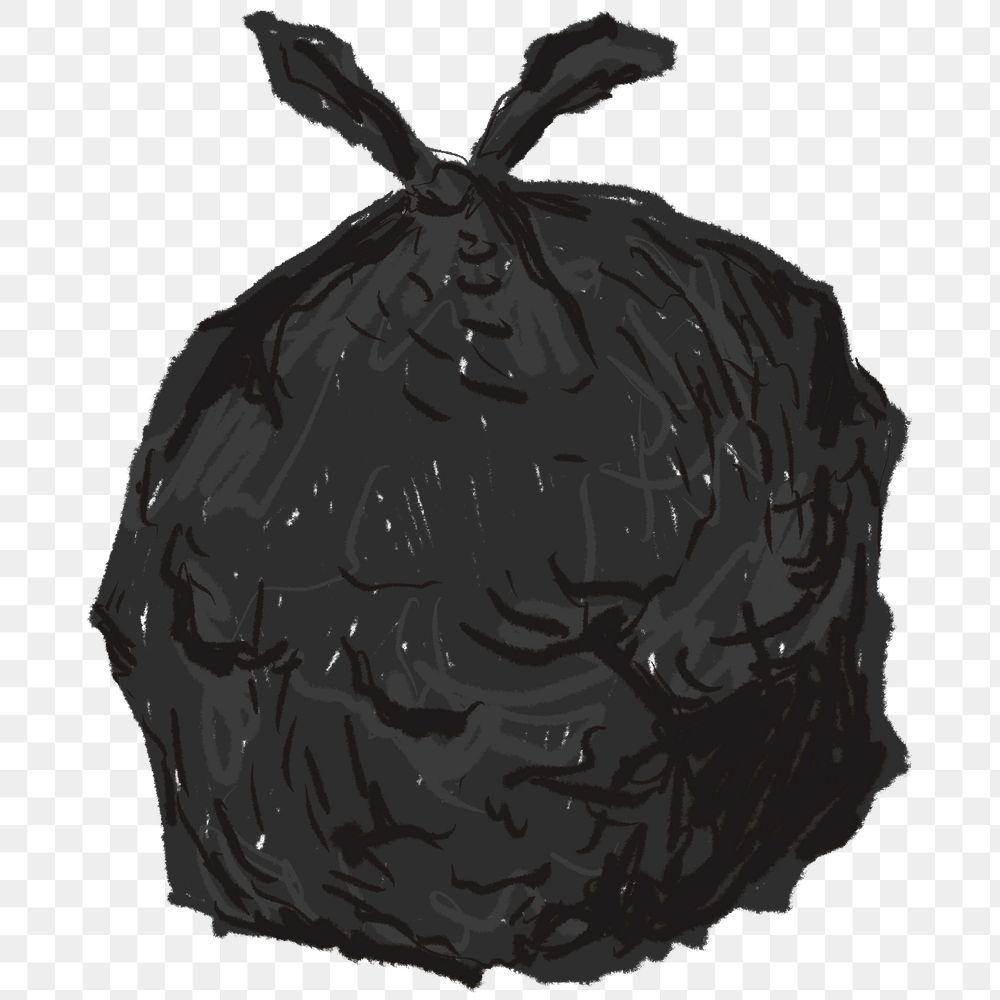 Black bin bag element transparent png