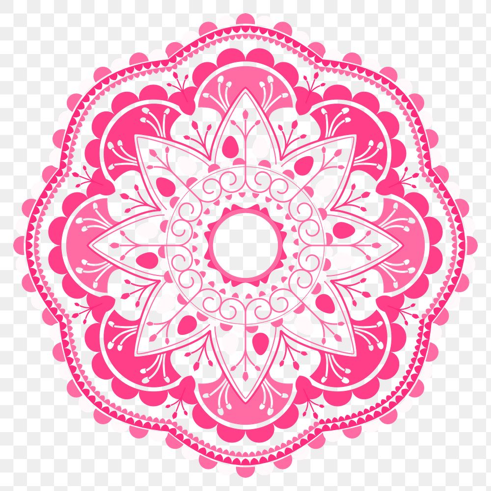 Pink arabesque patterned design element transparent png