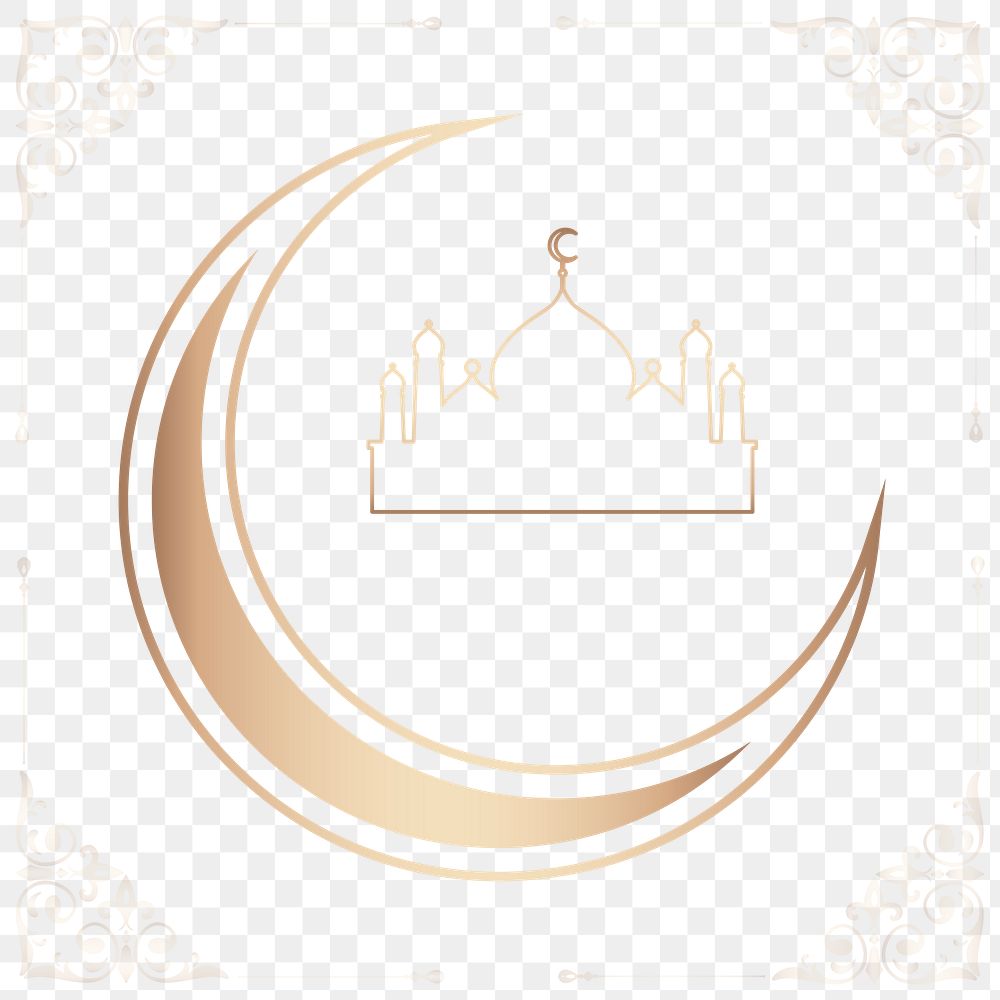 Golden Islamic crescent moon transparent png