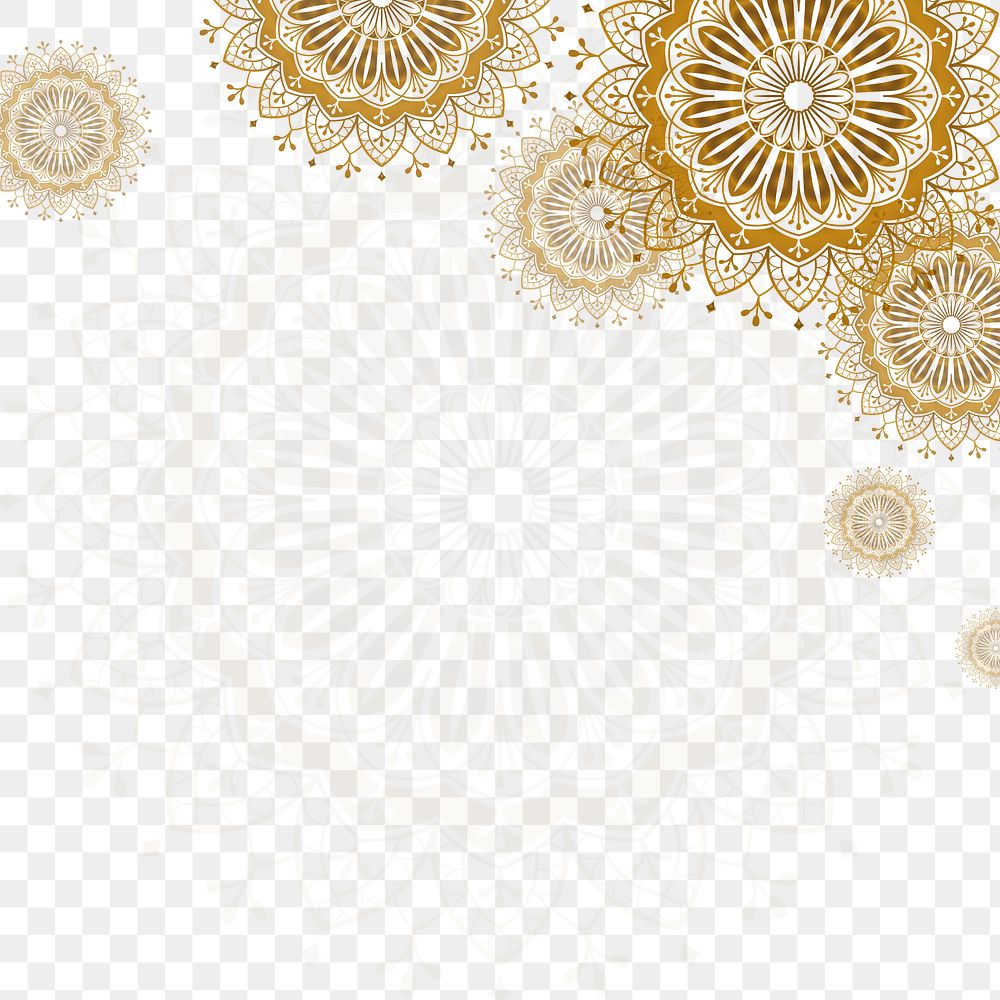 Gold arabesque patterned frame transparent png