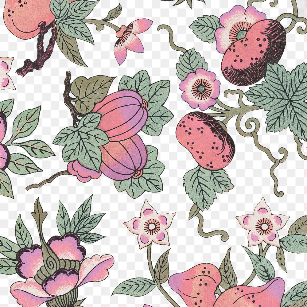 Pink and purple floral patterned background design element