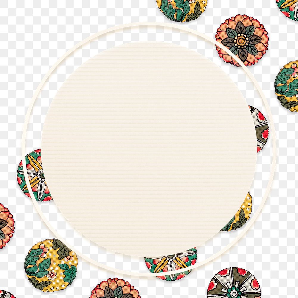 Floral patterned round frame design element