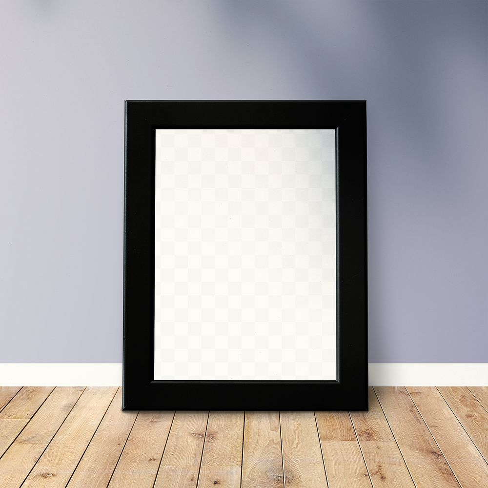 Black picture frame mockup against a lilac purple wall