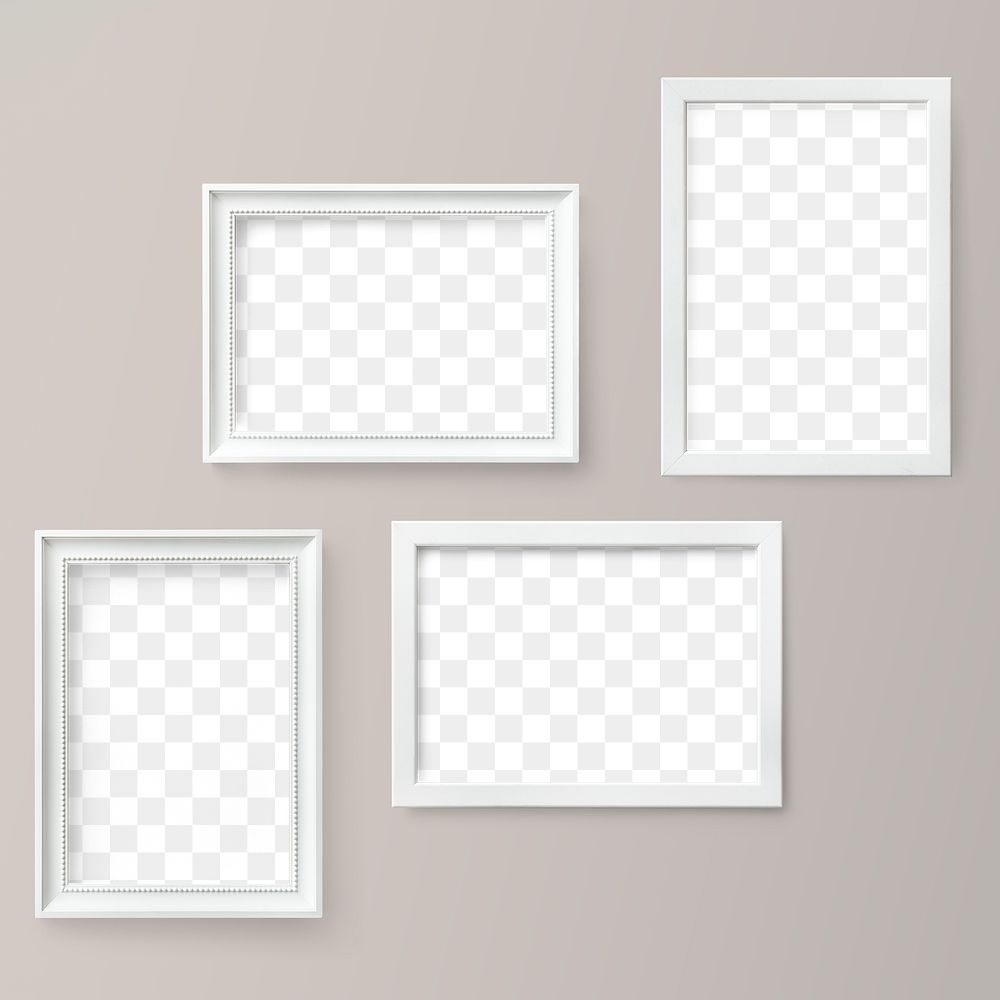 White picture frame mockups hanging on a beige wall