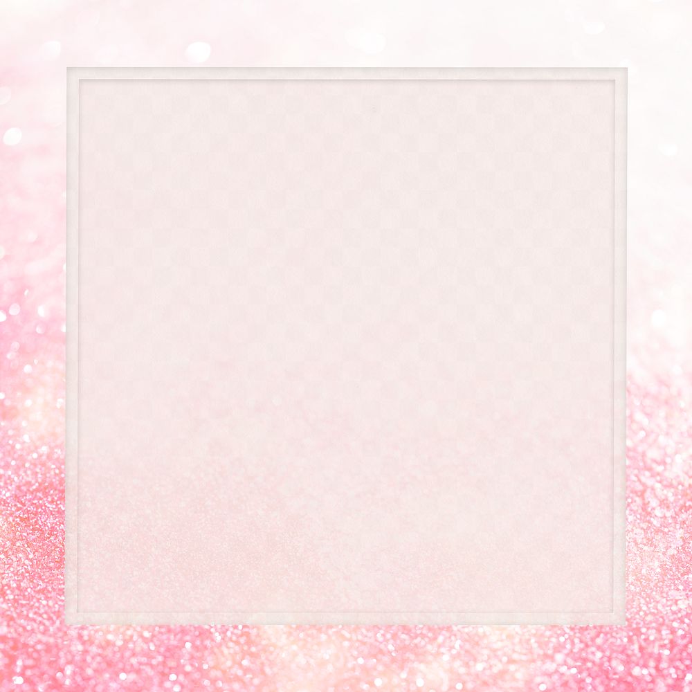 Square frame on pink glittery background transparent png