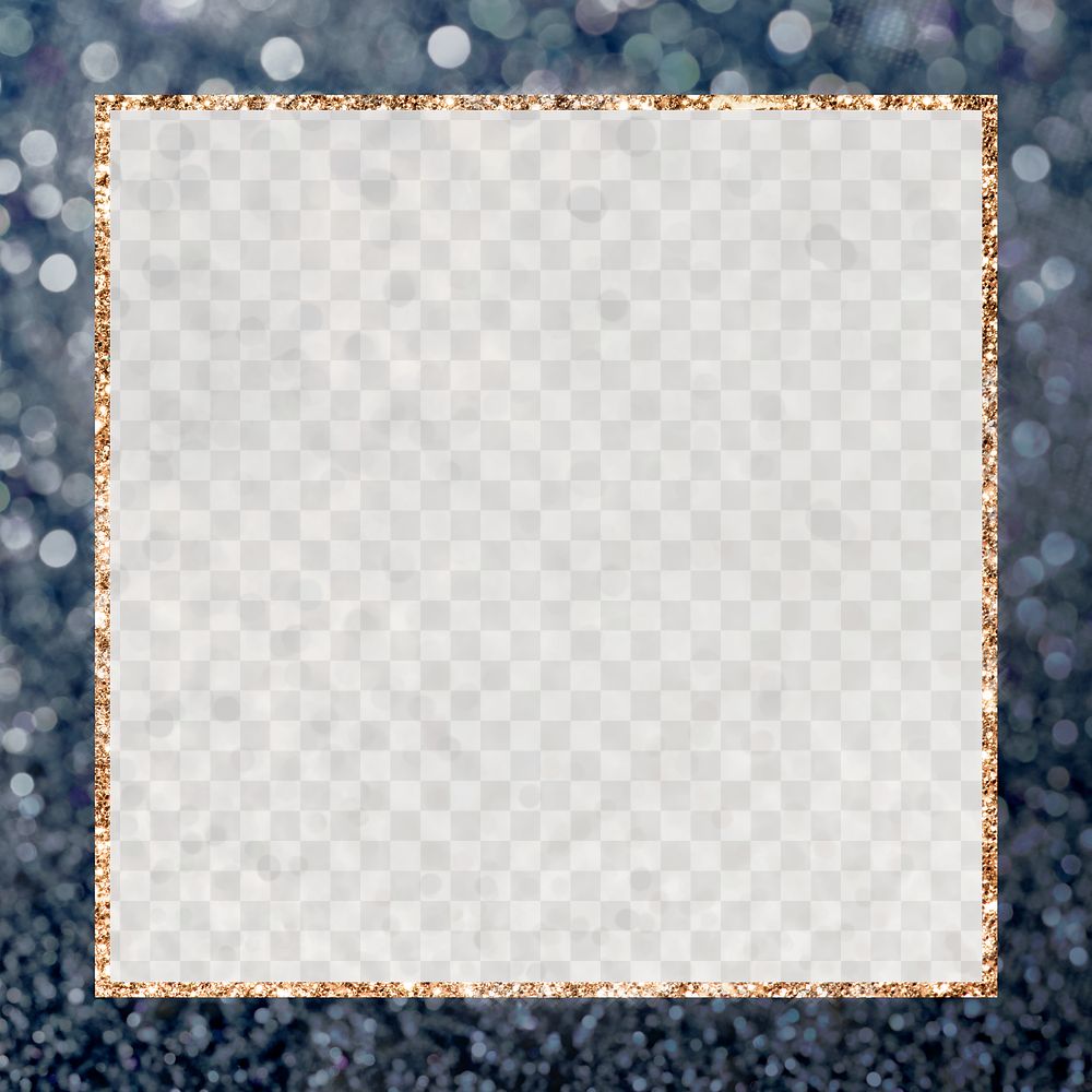 Golden glittery rectangle frame transparent png