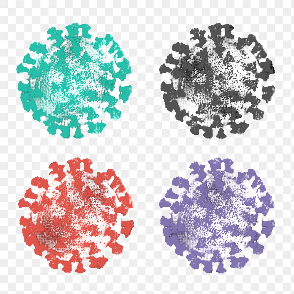 Colorful coronavirus cell set transparent png