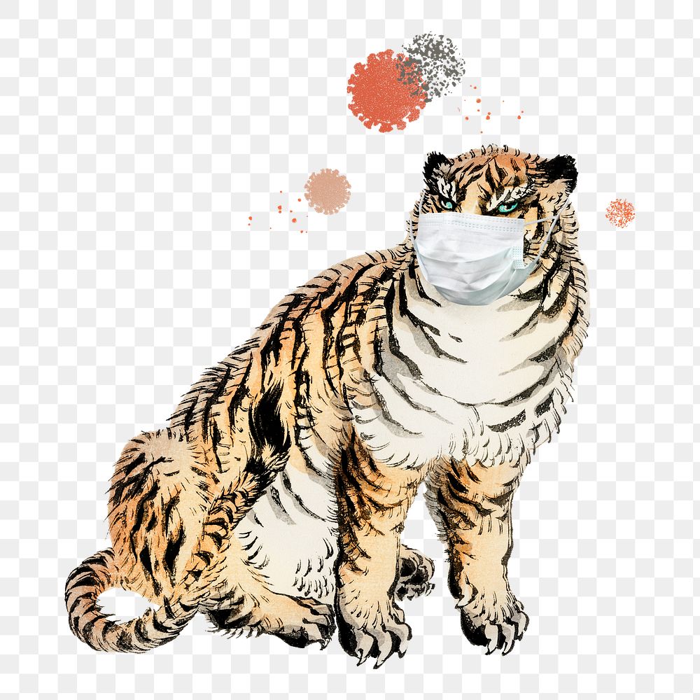 Tiger wearing a surgical mask during the coronavirus pandemic