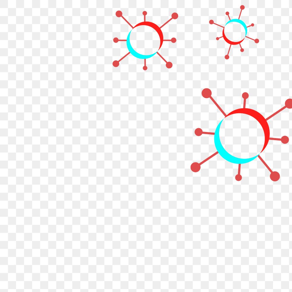 Red and blue coronavirus cells border