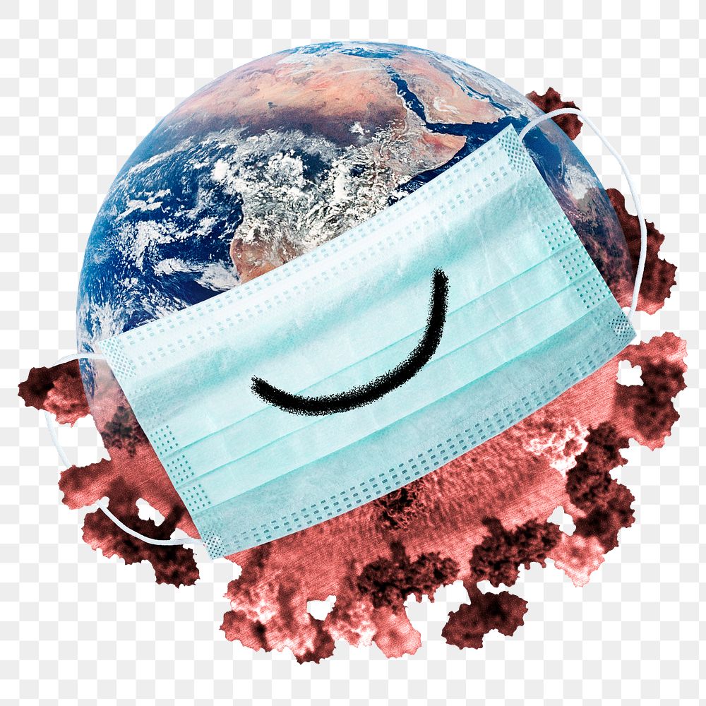 Planet earth wearing a face mask during coronavirus pandemic 