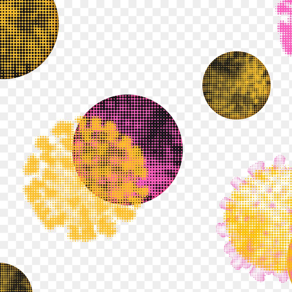 Pink and yellow halftone coronavirus transparent png