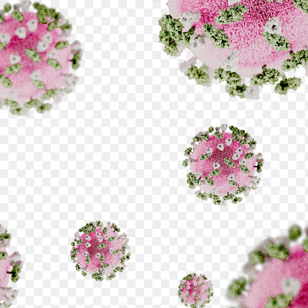 Pink and green novel coronavirus under the microscope transaprent png