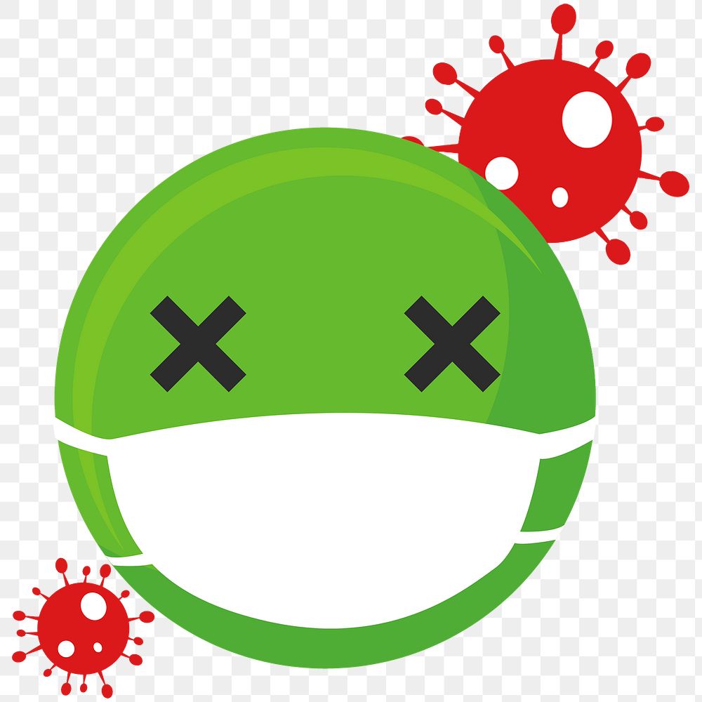 Sick emoji wearing a face mask during coronavirus pandemic transparent png