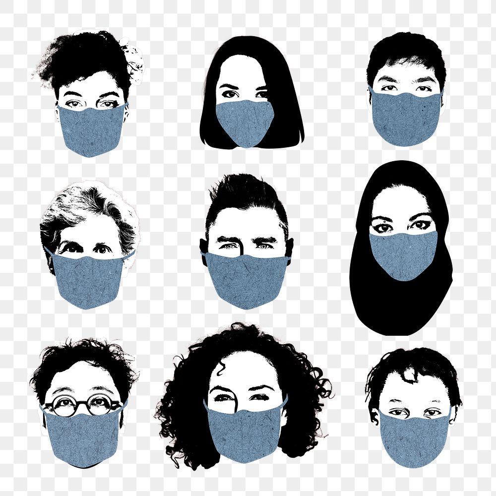 People wearing face masks during coronavirus pandemic transparent png