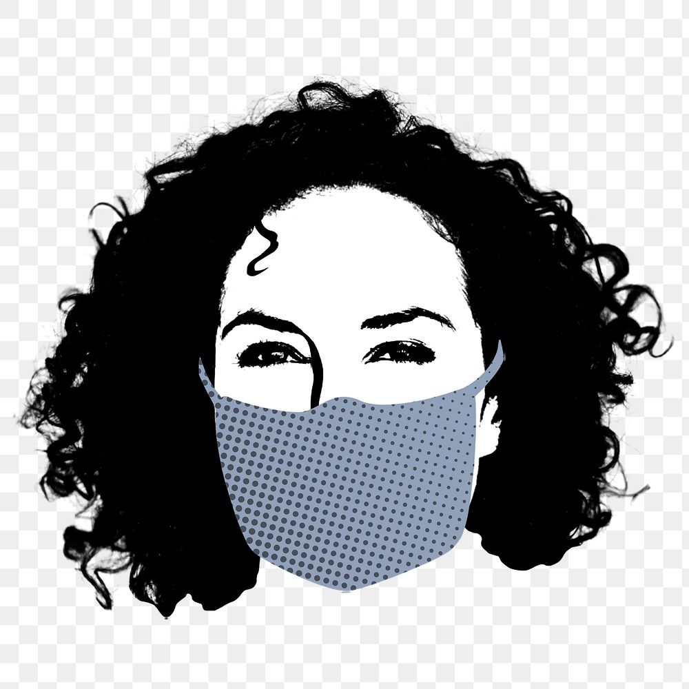 Woman wearing a face mask during coronavirus pandemic transparent png