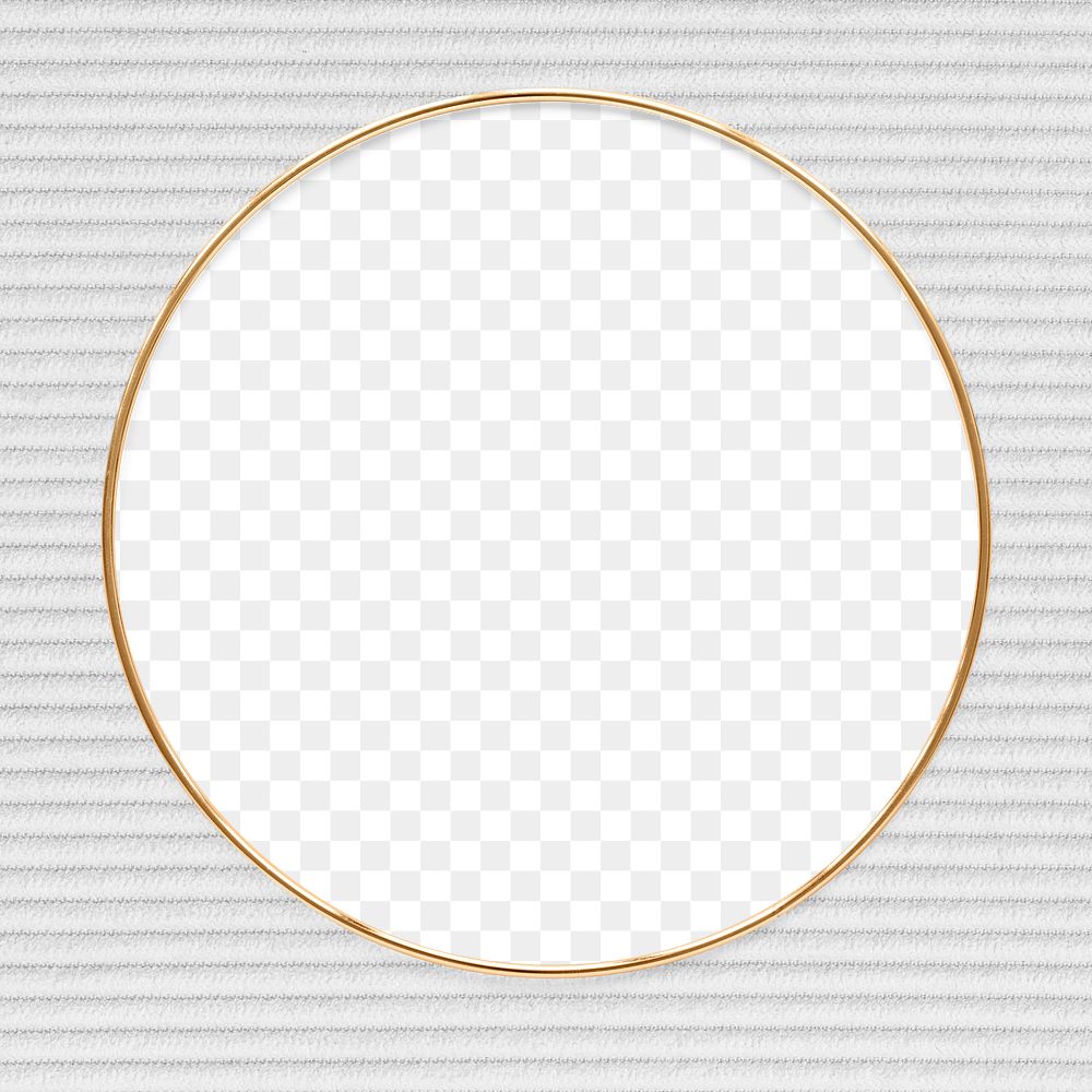 Round gold frame on a white textured background design element