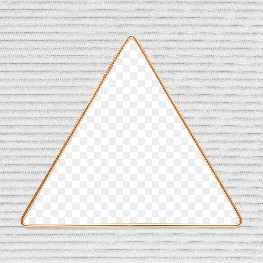Triangle gold frame on a white textured background  design element