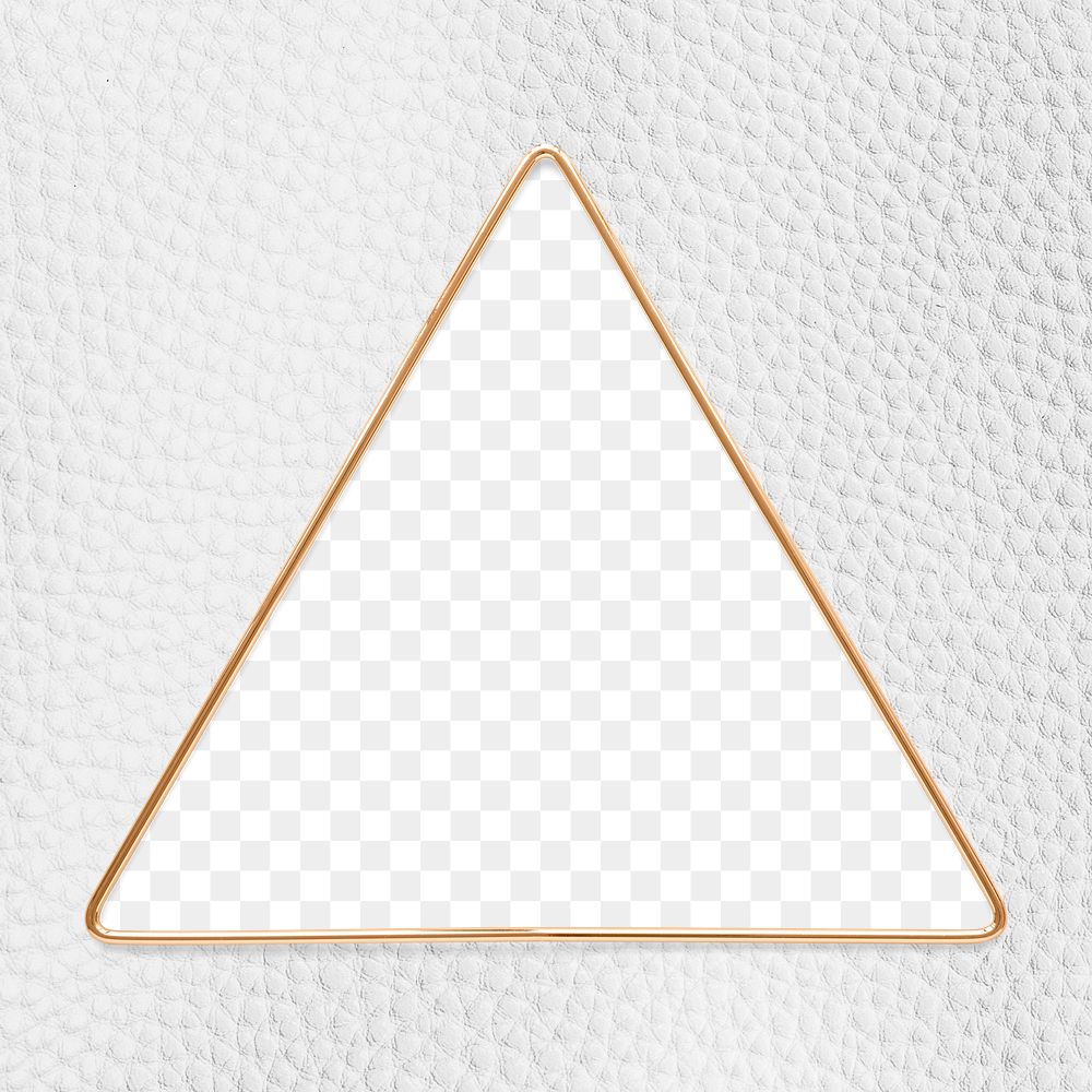 Triangle gold frame on a white leather textured background  design element